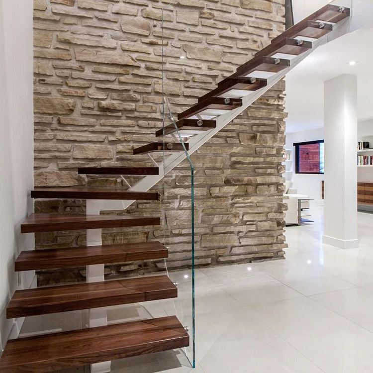 Поддержка под заказ, современные стеклянные перила, деревянные лестницы