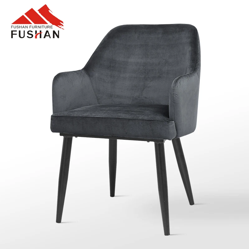 Wholesale Elegant Living Room Hotel Chair Modern Sofa Blue Velvet Fabric Armchair Restaurant Dining Room Luxury Dining Chair