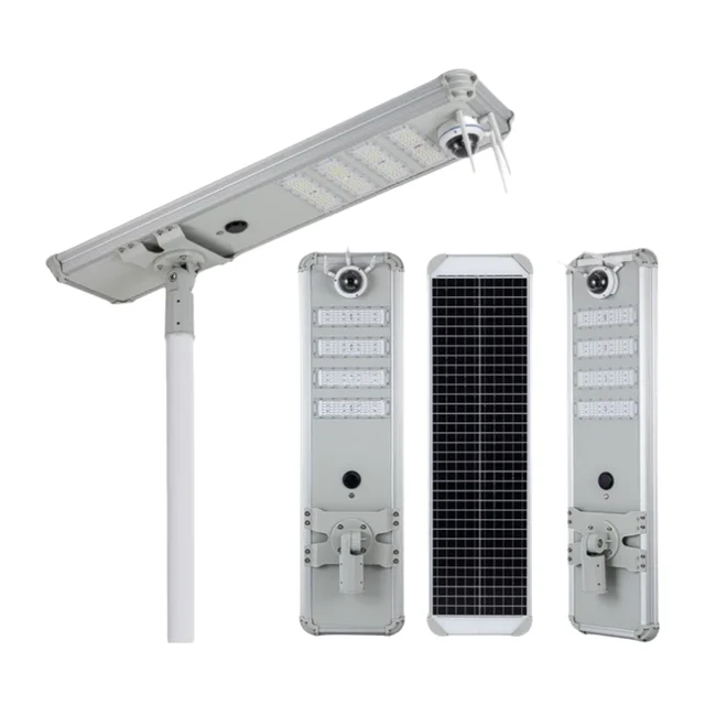 60W All-In-One Security Camera Street Light for Highways & Parking Lots Battery Powered IP67 Aluminum & ABS Garden Lighting