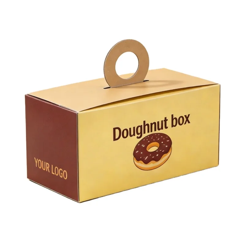Boîte d’emballage pour biscuits en carton recyclé avec poignée, imprimée à l’encre de soja, boîte à donuts mochi, conception adaptée à l’expédition de gâteaux, bonbons et desserts