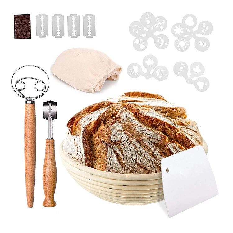 Large ratán Cesta ovalada para pruebas de pan de ratán natural hecha a mano masa cuenco para hornear masa de fermentación 