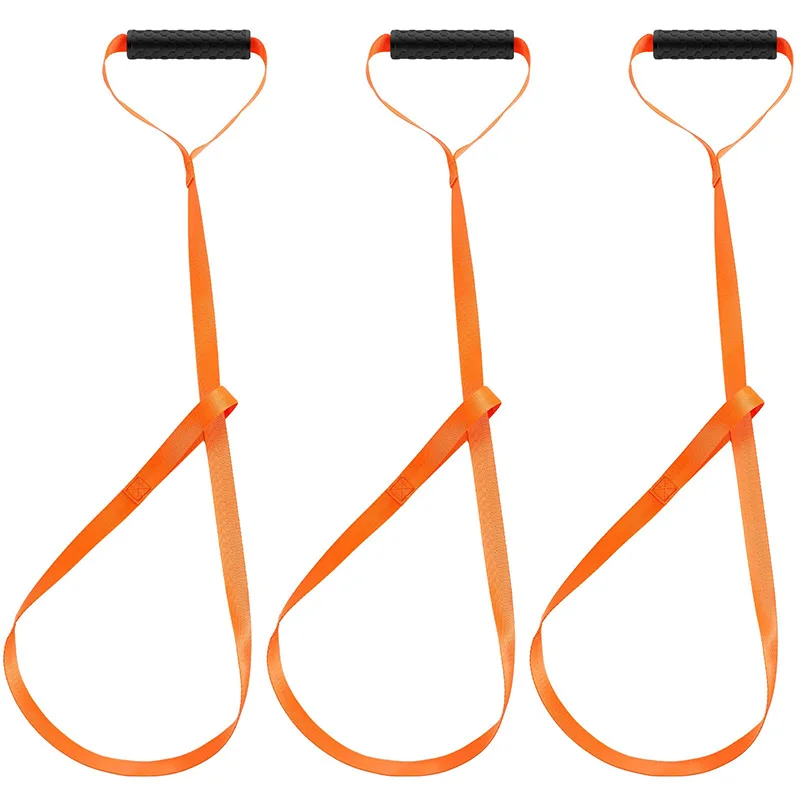 Cuerda De Arrastre Para Caza - 150 Cm De Nylon, Con Asas De PVC - Pack De 4 Unidades - Color Naranja Visible
