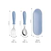 blue [spoon, fork, box] set