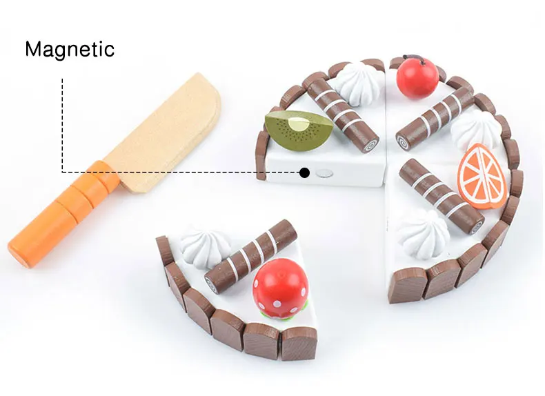 Kids Pretend Play  Kitchen Baking Cutting Toy Magnetic wooden Birthday Gift 