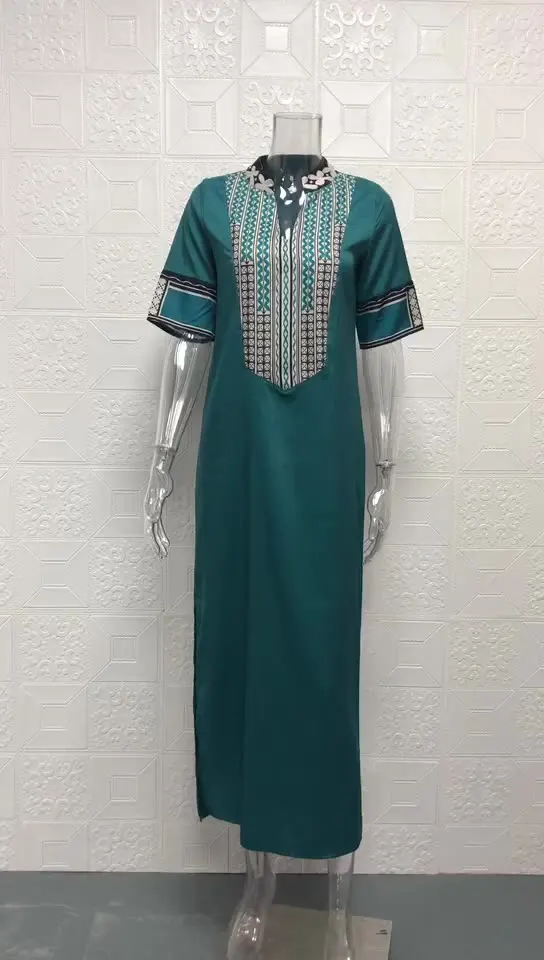 Popular New Styles Floral Print Split Maxi Womens National Casual Dresses Bohemian Dress for Women