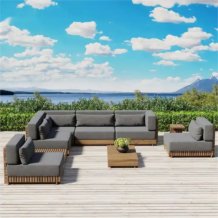 Hot Sale Modern Patio Outdoor Furniture Garden Teak Wooden Outdoor Sofa Set