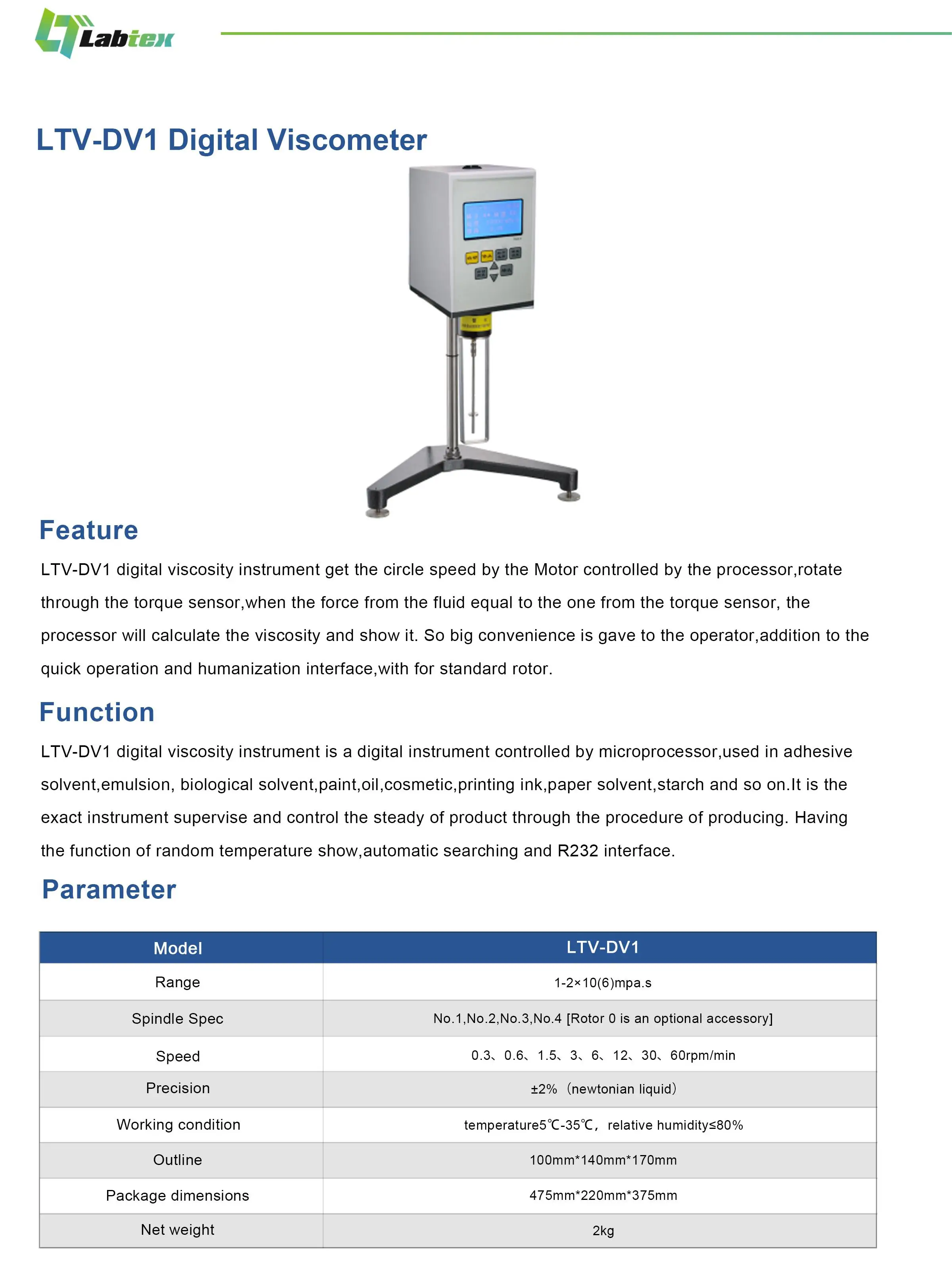 Labtex Ltvdv1 Digital Rotational Brookfield