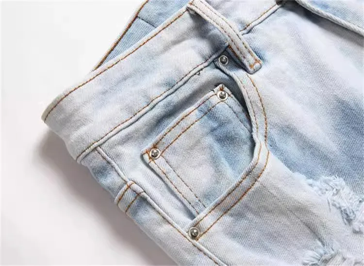 फैशन और स्ट्रीटवियर के लिए पुरुषों के जींस, नीले रंग के पेंट प्रिंटेड जींस, पुरुषों के हिप हॉप पैंट्स, पंक शैली के जींस