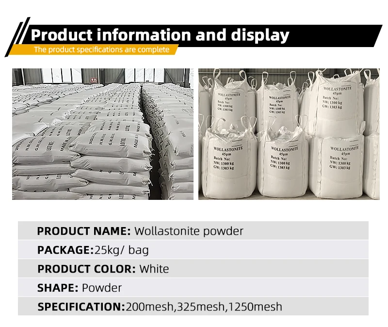 Improved Wollastonite Powder for Plastic Rubber Coatings Paper Waterproof Membranes Construction Ceramics details