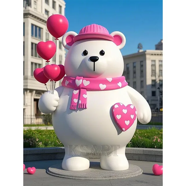 Customized Fiberglass Sculpture of Geometric Bear for Large-scale Shopping Mall - Cartoon Outdoor Landscape Sculpture