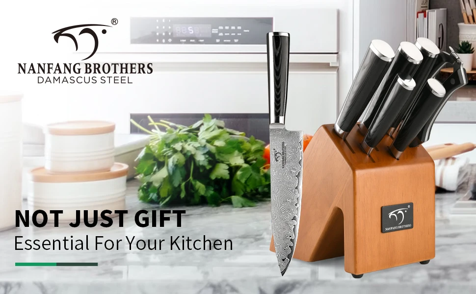 Küchenmesser Set Damaststahl Mit Messerblock 7-teilig Profi_voghion.com