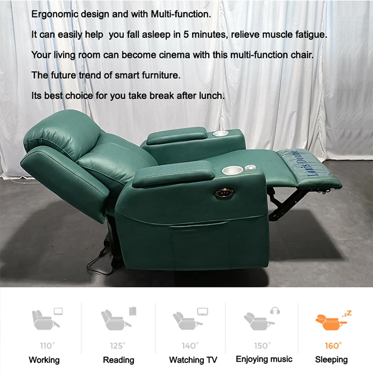 2022 Best Selling Leather/PU/Fabric Material Vintage Fabric Adjustable Single Manual Cinema Recliner Sofa Chair