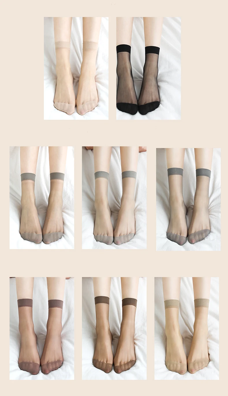 Hc Transparent Summer Sheer Transparent Nylon Silk Thin Socks For Sexy ...