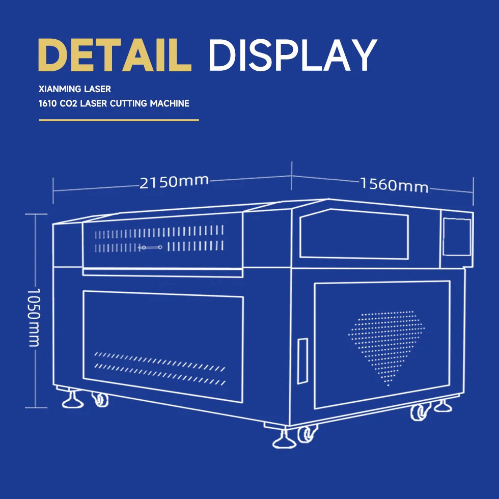 XM Fast Speed 60w 80w 100w 150w 300W 1610 1612 Co2 Laser Cutting Engraving Machine for Clothing and Textiles