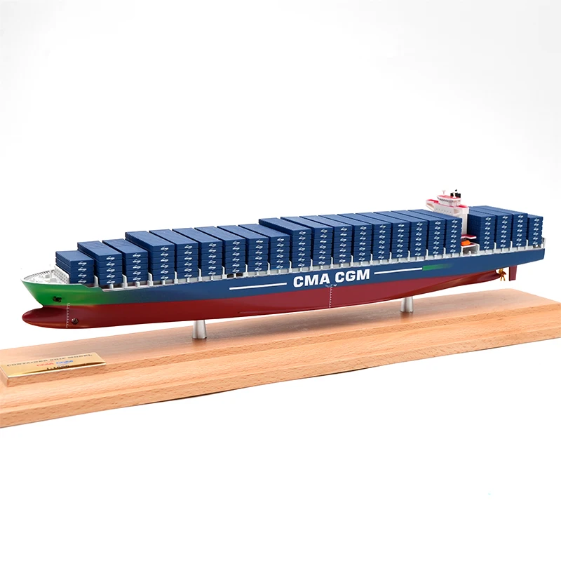 【L】O.A.S Factory's Handmade Scale Boat Model 1:1000 Scale Customized 35cm CMA CGM Container Ship Model for Shipping Gift