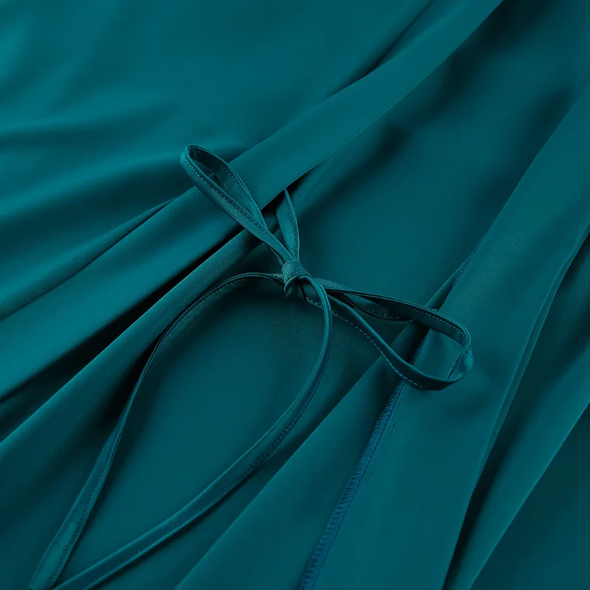 Elegant Satin Sleepwear Long Sleeve Ruffle Trim Homewear 2026 — detail