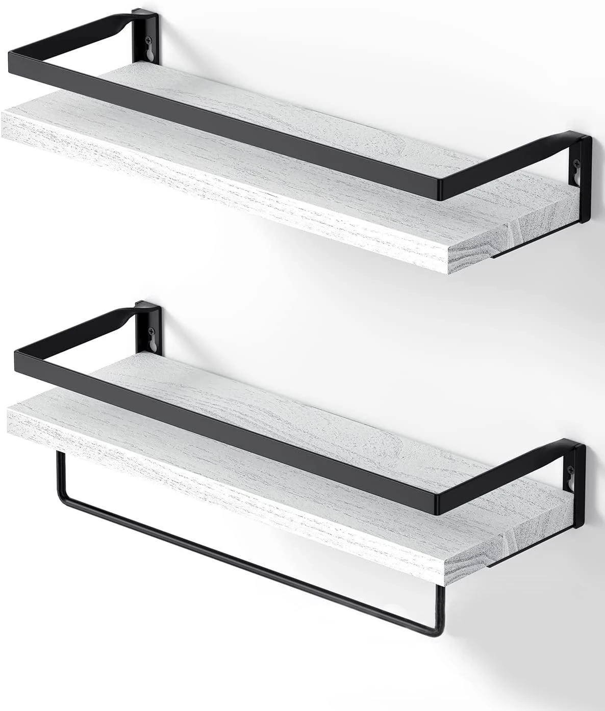 Home Furnishing Floating Shelves,Bathroom Shelf With Towel Bar,Set Of 2