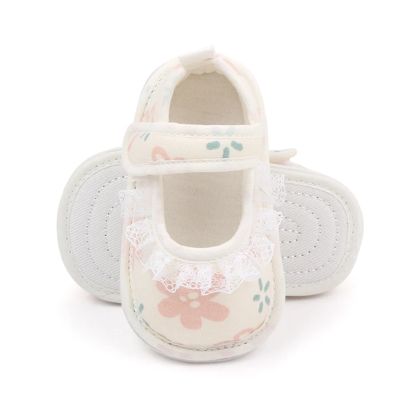 New Solid Color Mesh Lace Embroidery Lace Soft Base Infant Shoes for Girls manufacture