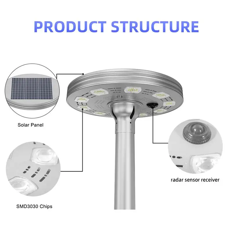 Round Shape Led Solar Street Light All in One Solar Panel Street Light 160w 200w 240w ufo Solar Lights Outdoor