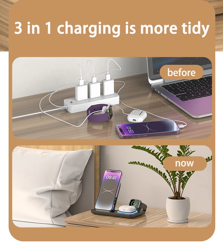 Hot Sale 15w Universal Wireless Charger 3in1 Qi Mobile Phone Charger