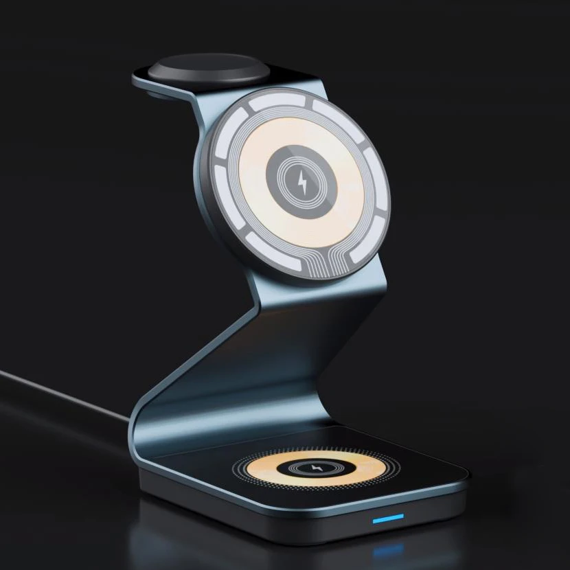For iPhone Fast Charging 3 in 1 Magnetic Foldable Desk 15W Wireless Charger Mobile Phone Watch Earphone Multifunction Chargers