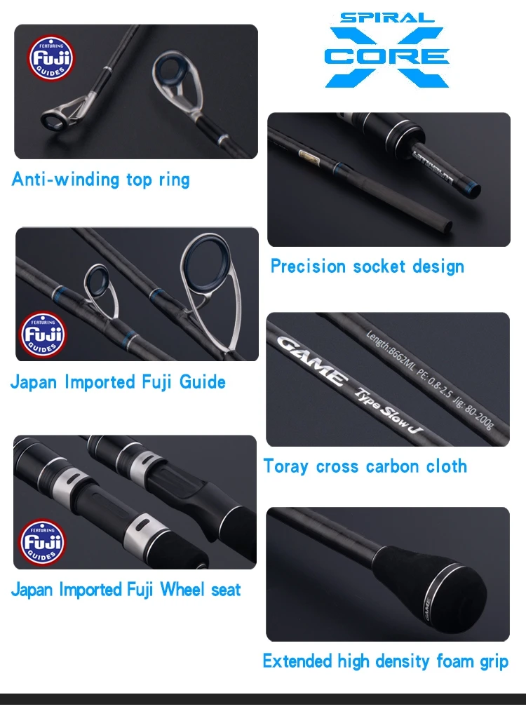 Lurekiller Game Type Slow Jigging Rod 6'6' 1.98m 18 Kg Spinning/casting