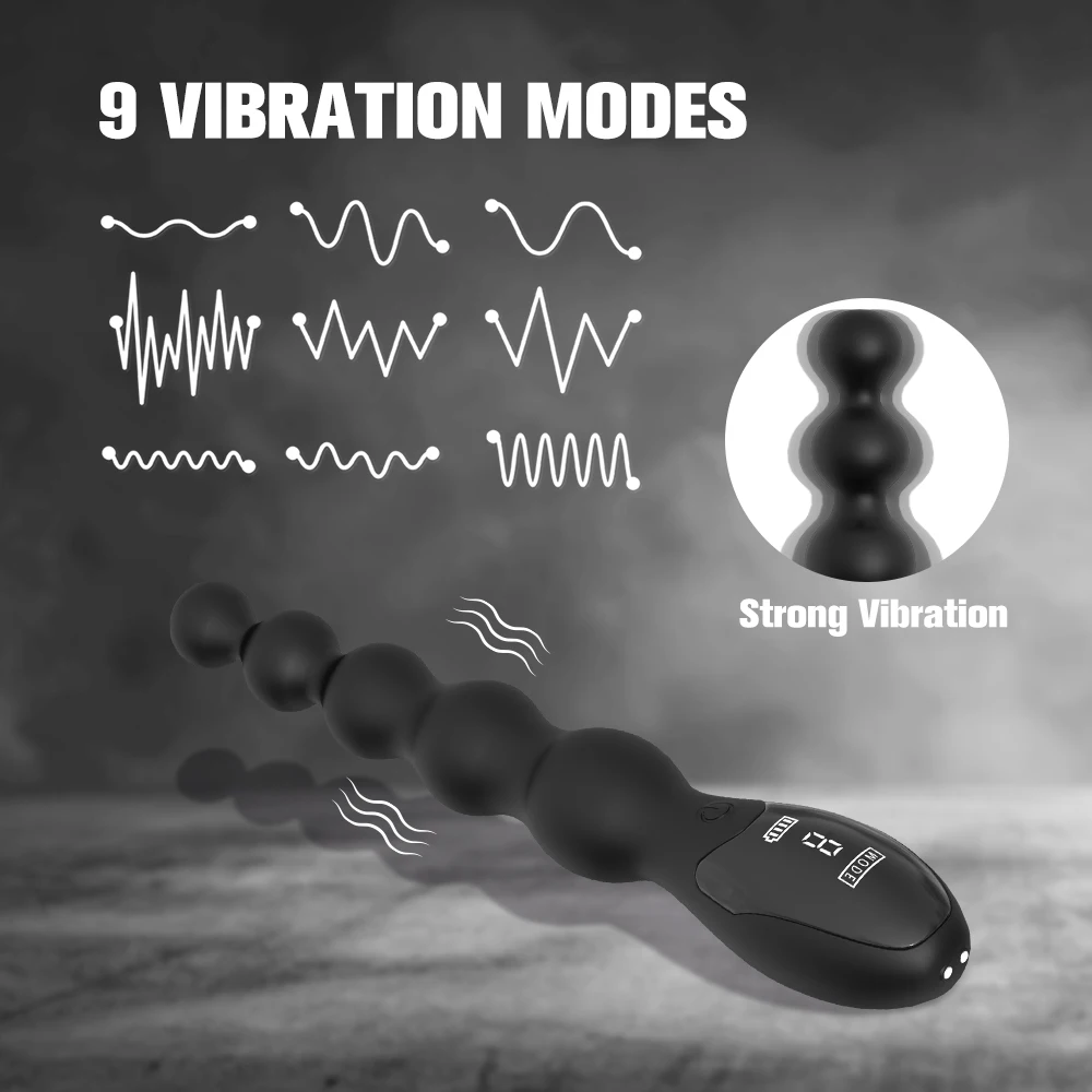 Vibrating Anal Beads Butt Plug LCD Screen Anal Vibrators Stimulation Massager Anal Plug Adult Sex Toy