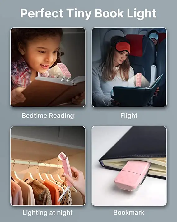 product rechargeable reading light portable book light for reading in bed led clip on bookmark lamp-42