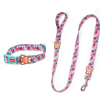 Floral Dog Collar and Flower Leashes Adsjutable Pet Collars Set for Small Medium Large Dogs Boys Girls