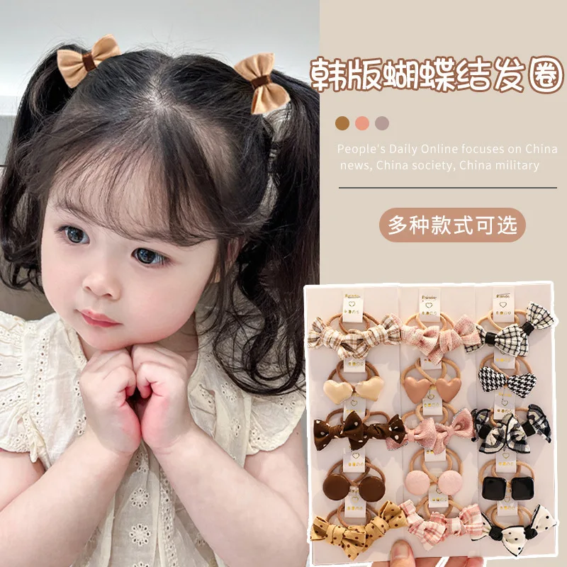 10PCS Korean Style High Quality Princess Rubber Hair Bands Scrunchies Set  Children Cute Hair Ties Kids Hair Accessories