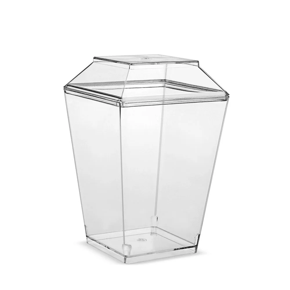 5oz Plastic Disposable Spoon Set with Lid, Transparent square Dessert Cup