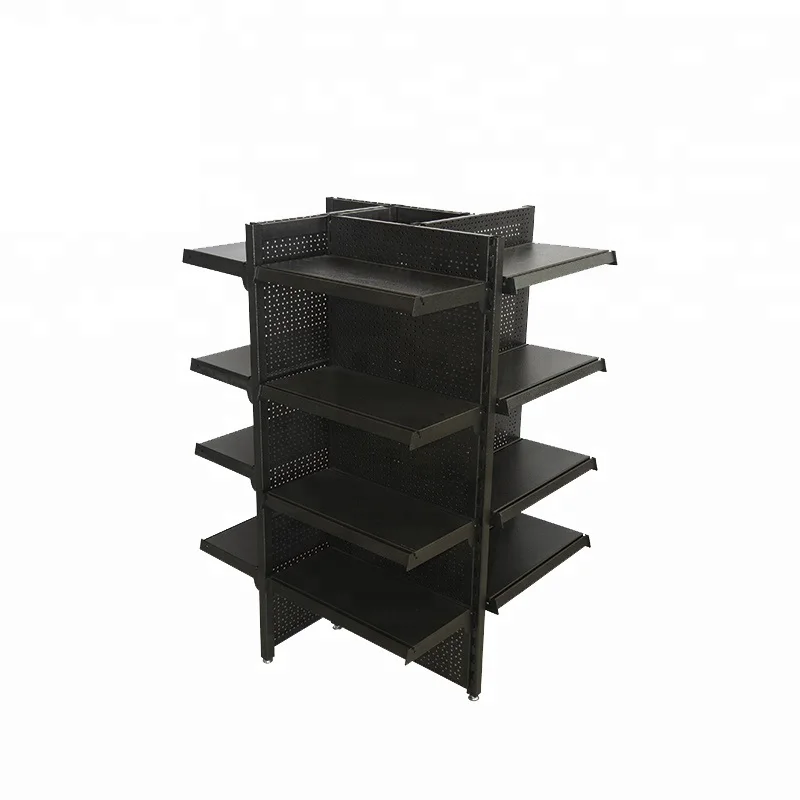 SGS Certification Four Way Grocery Store Display Shelves Supermarket