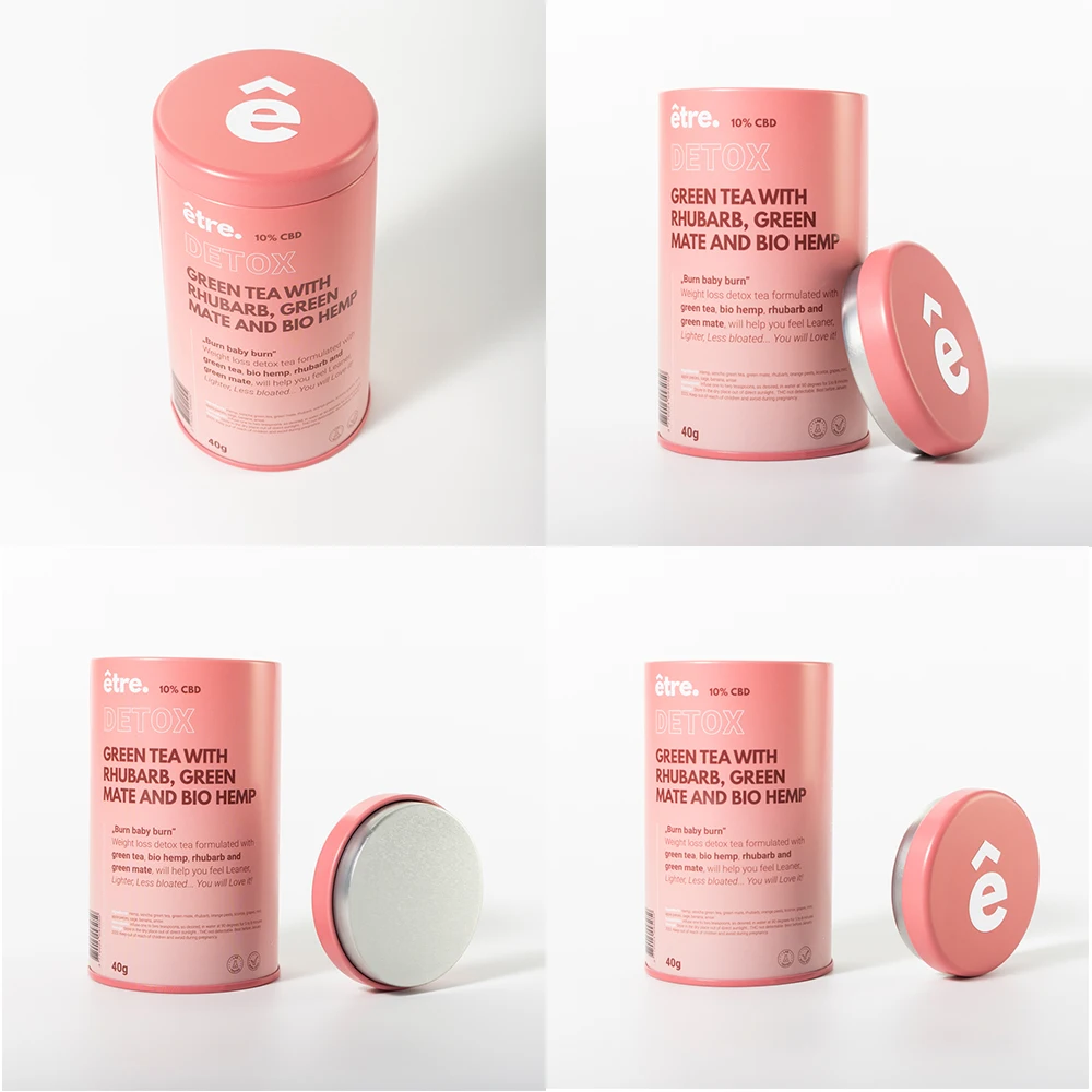 Printed Empty Food Grade Tin Canister Packaging Coffee Matcha Powder