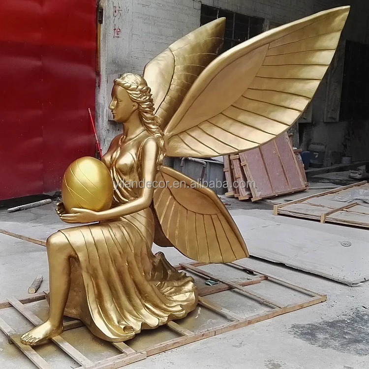 Custom Life Size Outdoor Bronze Garden Large Angel Sculpture Garden ...