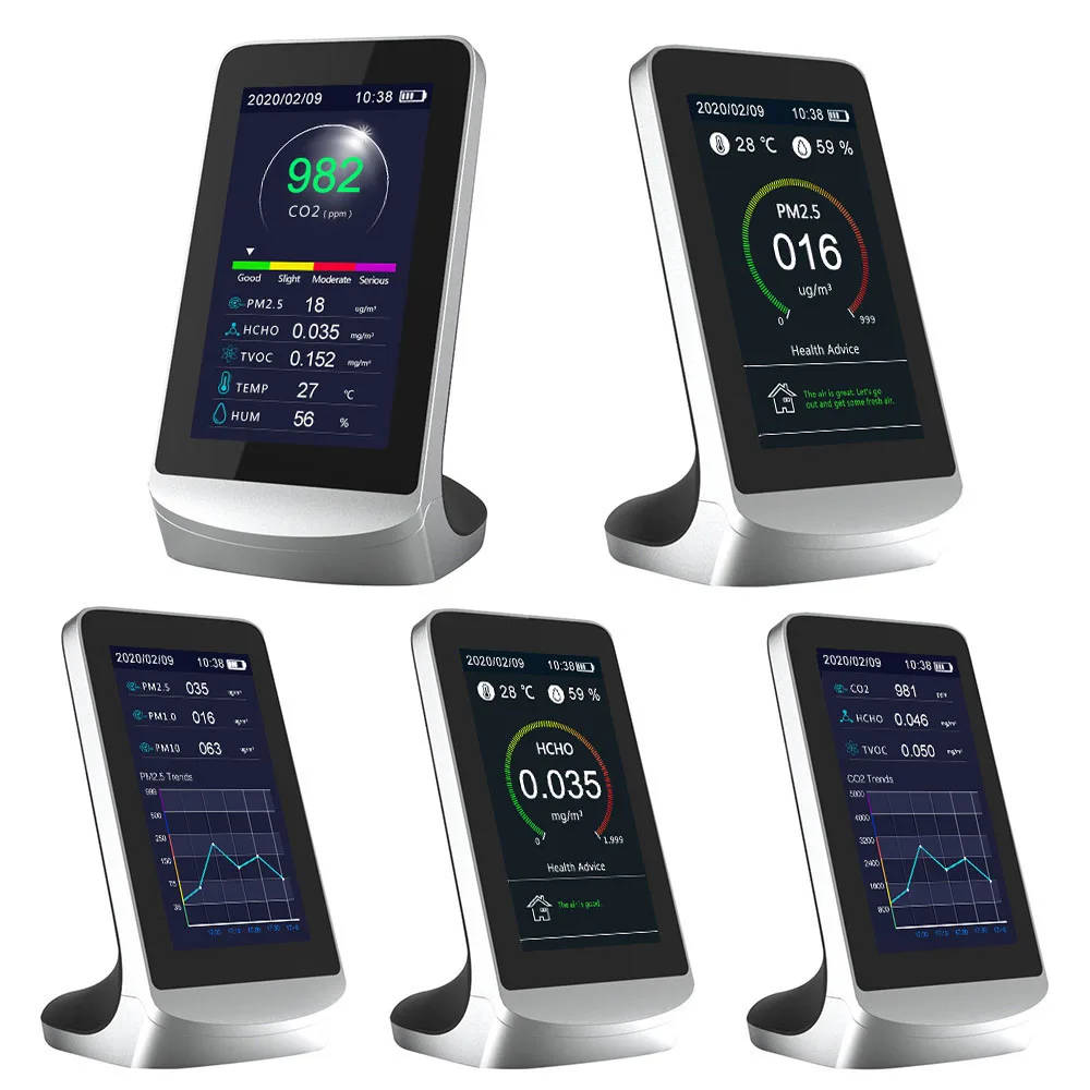 Produktbild von WLAN-Luftqualitätsmonitor Mit Farbdisplay – PM2,5, Temperatur & Luftfeuchtigkeit, 1000 MAh Akku, Kompatibel Mit Tuya App, Für Innenräume
