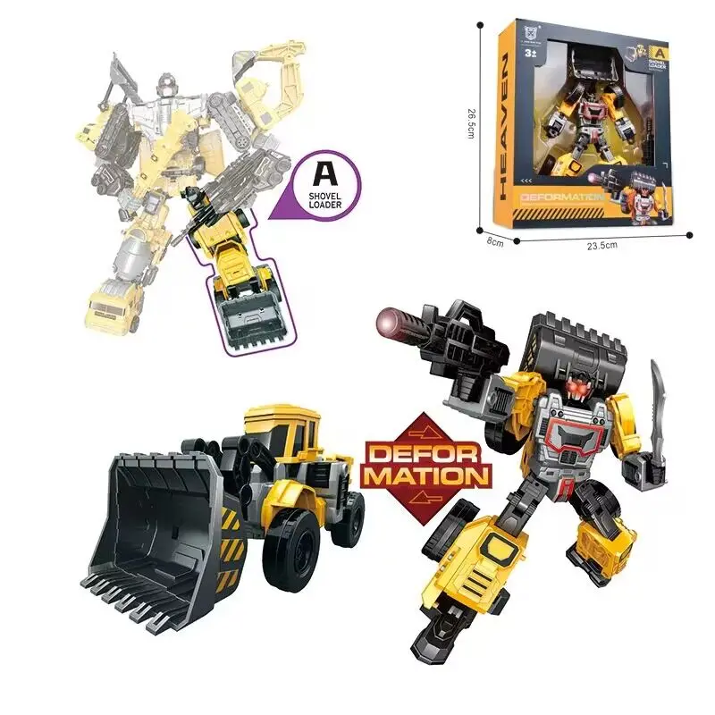 New Kid 6 in 1 Plastic DIY Toy Engineering Bulldozer Truck Deformation Transform Robot Car Toy