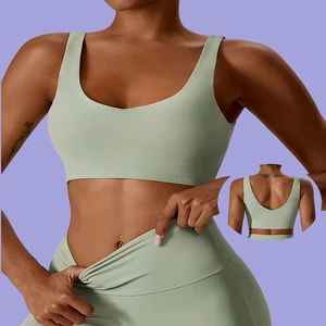 High Quality Hot Sale Hollow Backless Sports Bras Solid Color Fitness Running Tops Shockproof Yoga Breathable Naked Feeling