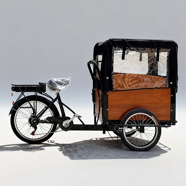 カーゴバイク BLACK ディスプレイ・インテリア用 三輪自転車 ① 最大積載90㎏の大容量カーゴ付、フル電動3輪モビリティ【Entre Cargo
