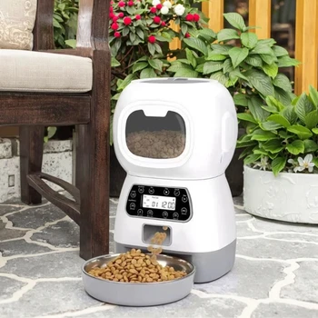Direct Factory Sale Eco-Friendly Fully Automatic Timed Pet Feeder Solid Plastic 3.5 Bowls New Popular Product for Cats Dogs
