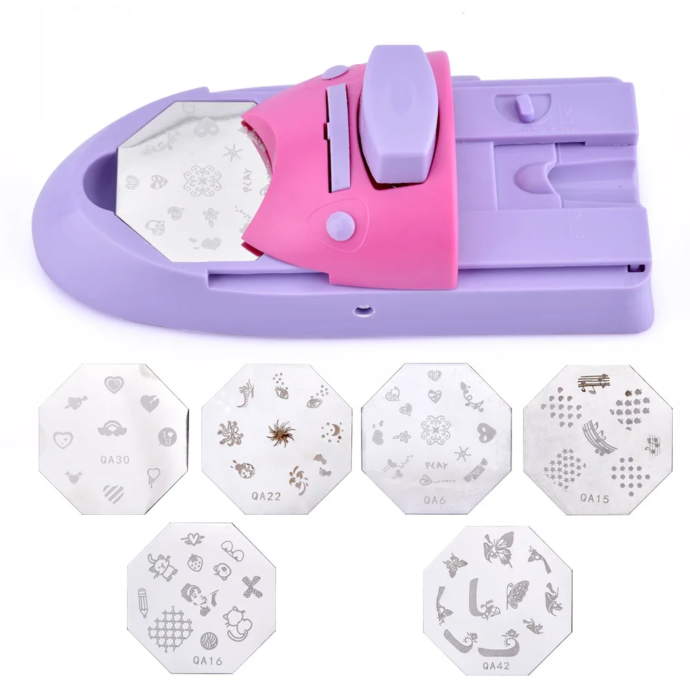 New Drawing Pattern Finger Nail Printing Machine Nail Art Printer Diy Printing Manicure Machine With 6pcs Metal Stamp Stamper