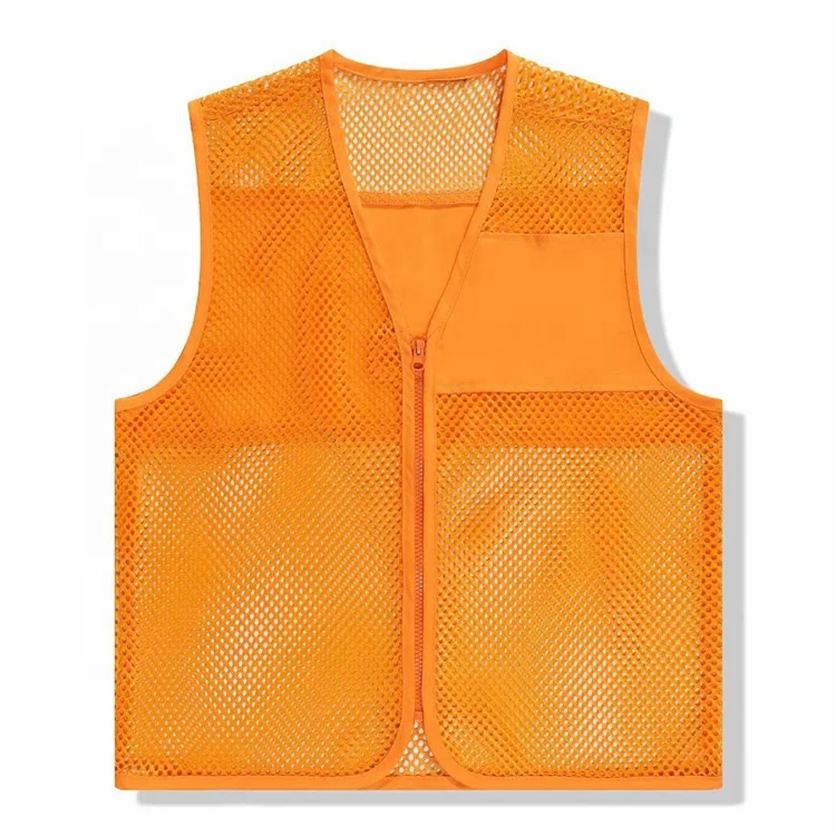 Wholesale High Quality Men’s Vests & Waistcoats Reflective Safety With Pockets Breathable Mesh Orange Vest