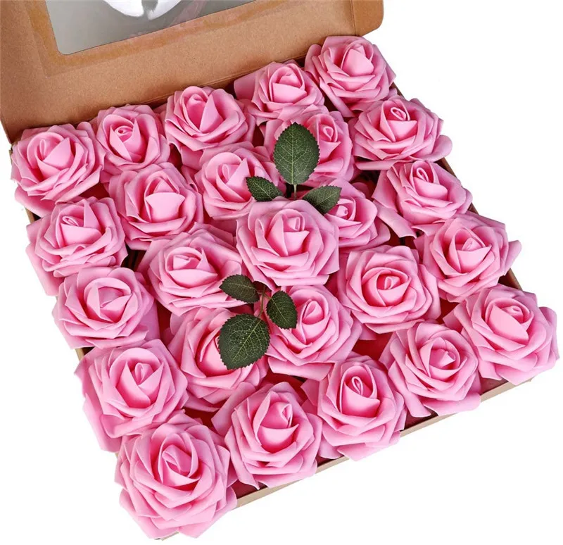 Hot Selling 25 Pcs Diy Artificial Pe Foam Rose Flower For Valentine's