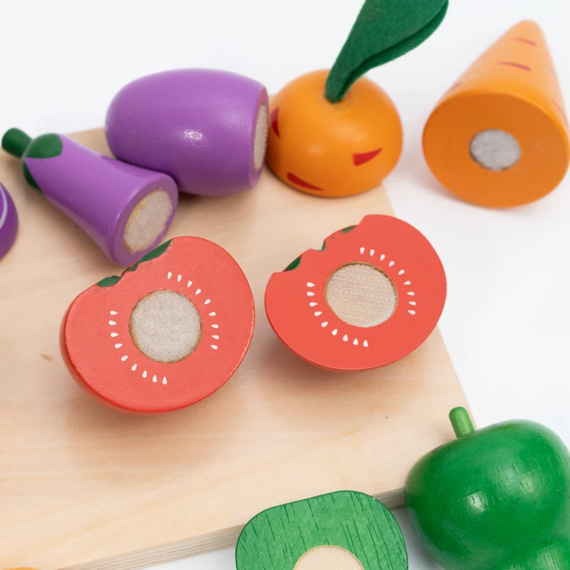 8pcs Wooden Cutting Vegetables Food Play Toy Set Kitchen Vegetable Series Pretend for