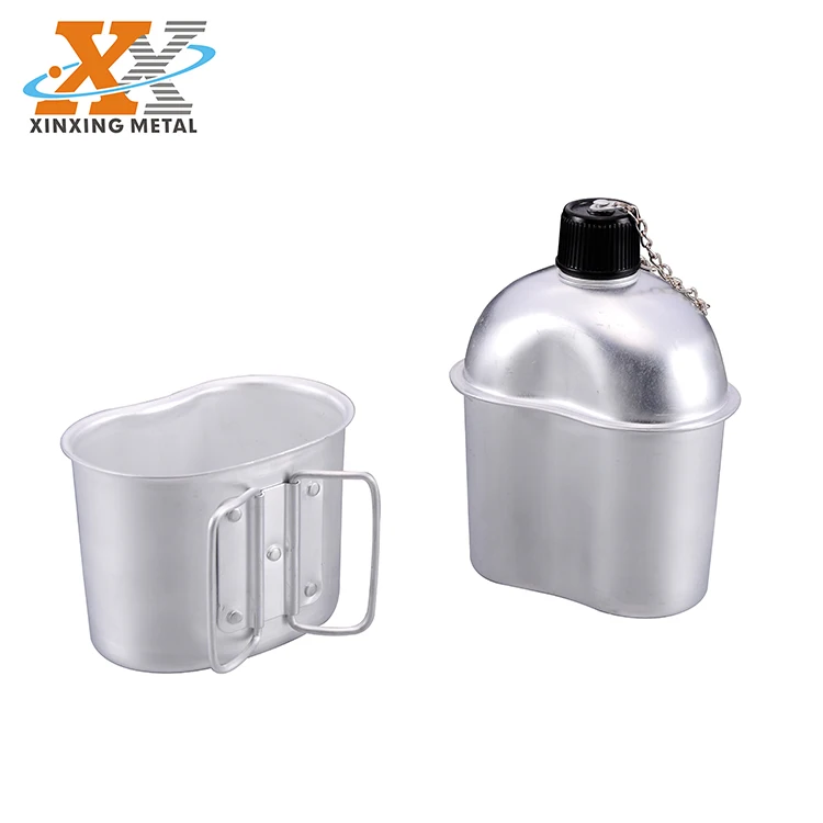 Outdoor Travel 0.8L Canteen Cup Custom Aluminum Metal Water Camping Canteen Cup details