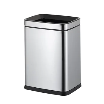 Household Stainless Steel Trash Can with Mute Foot Pedal Lid Metal Storage Paper Basket for Home Kitchen Hotel Office Use