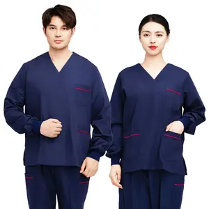 Wholesale Custom Long Sleeve Medical Scrubs Set Hospital Uniforms Workwear Doctor Nurse Scrub Set
