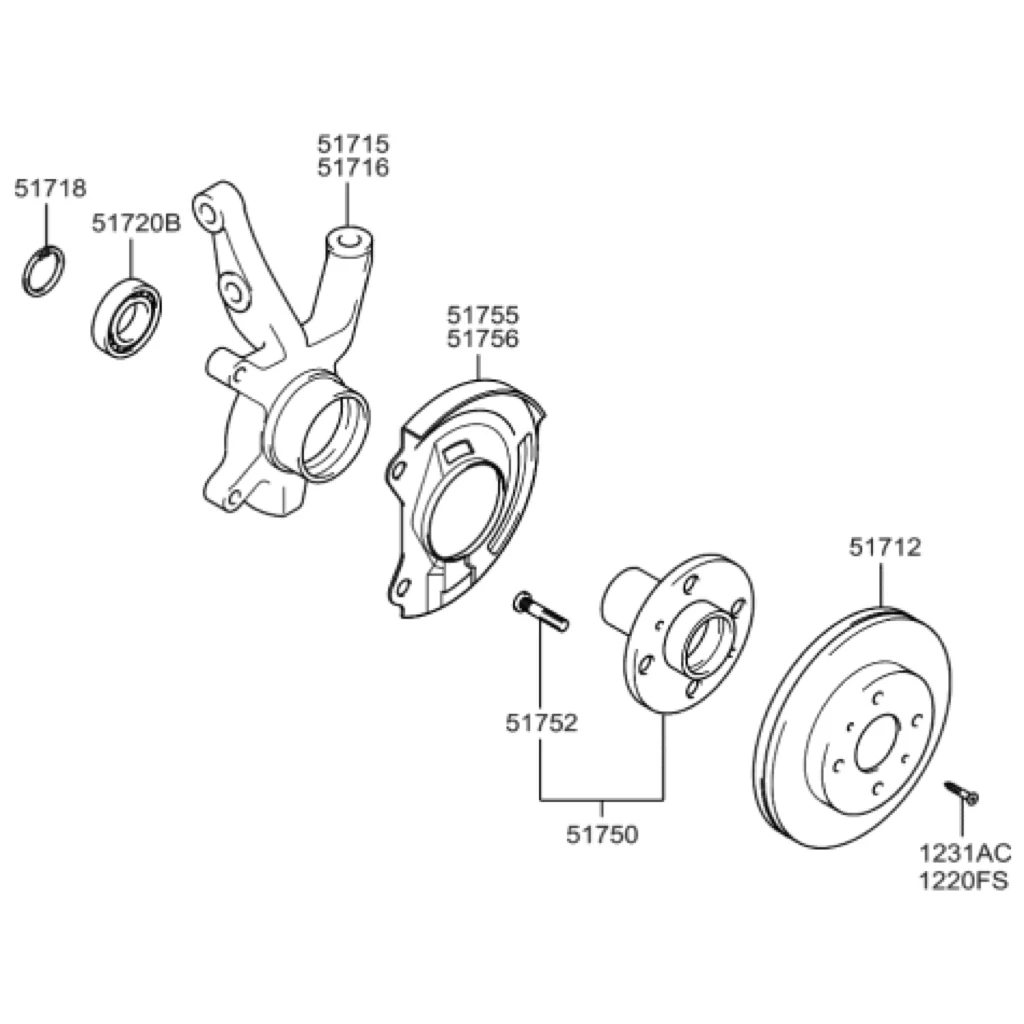 New for Steering Knuckle Front Left 51715-22000 for Accent 1994