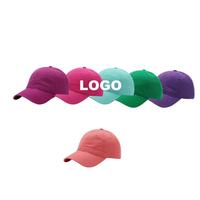 100% Premium Cotton Blank Print Logo Adjustable Washed  6 Panel Sports Running Dad Hat Baseball Cap