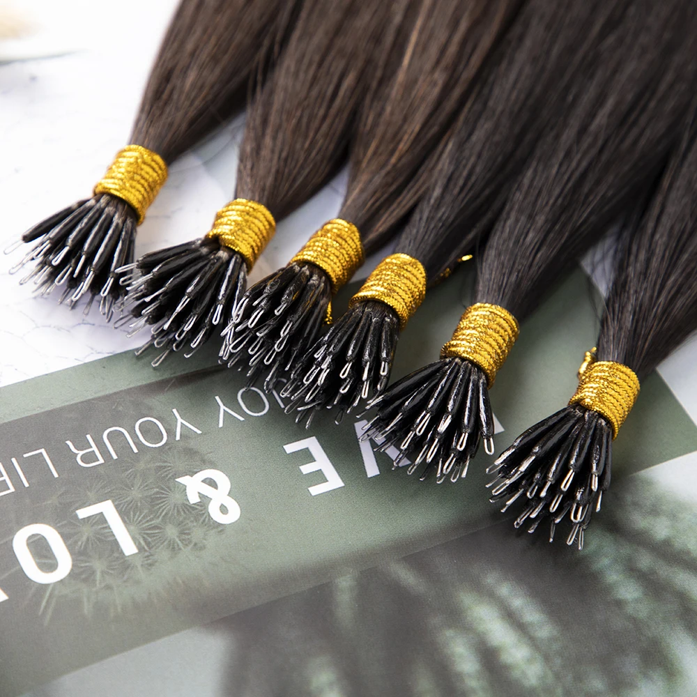 LeShine European Nano ring Hair Extensions De Cabello 100human Remy Blonde Double Drawn Remy Nano Ring Human Hair Exte