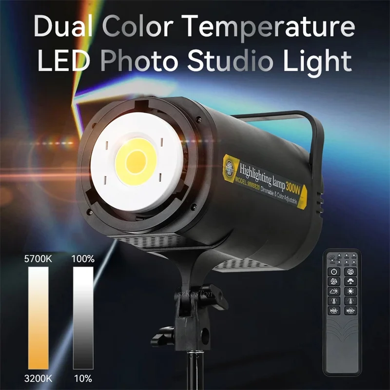 300W Dimmable Video Led Light Bi-color 3200K-5700K Photography Studio  Lighting with Remote Control for Makeup Fill Lamp